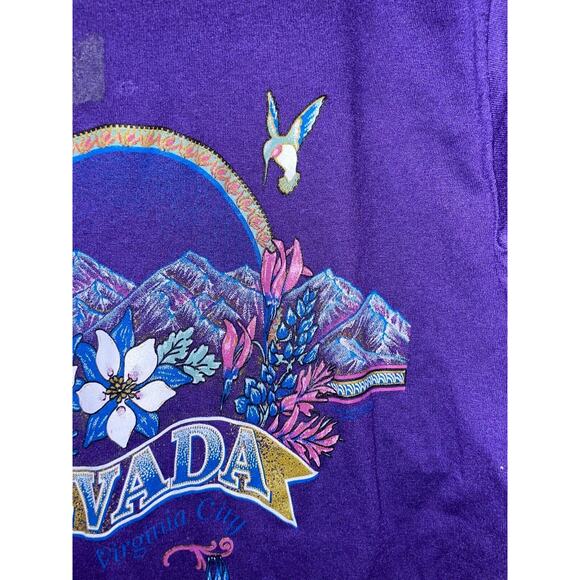 Vintage Nevada Virginia City Shirt Mountain Graphic Purple Tee VTG 90s Small - Picture 2 of 11